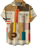Music Shirts for Men Hawaiian Bowling Vintage Print Short Sleeve