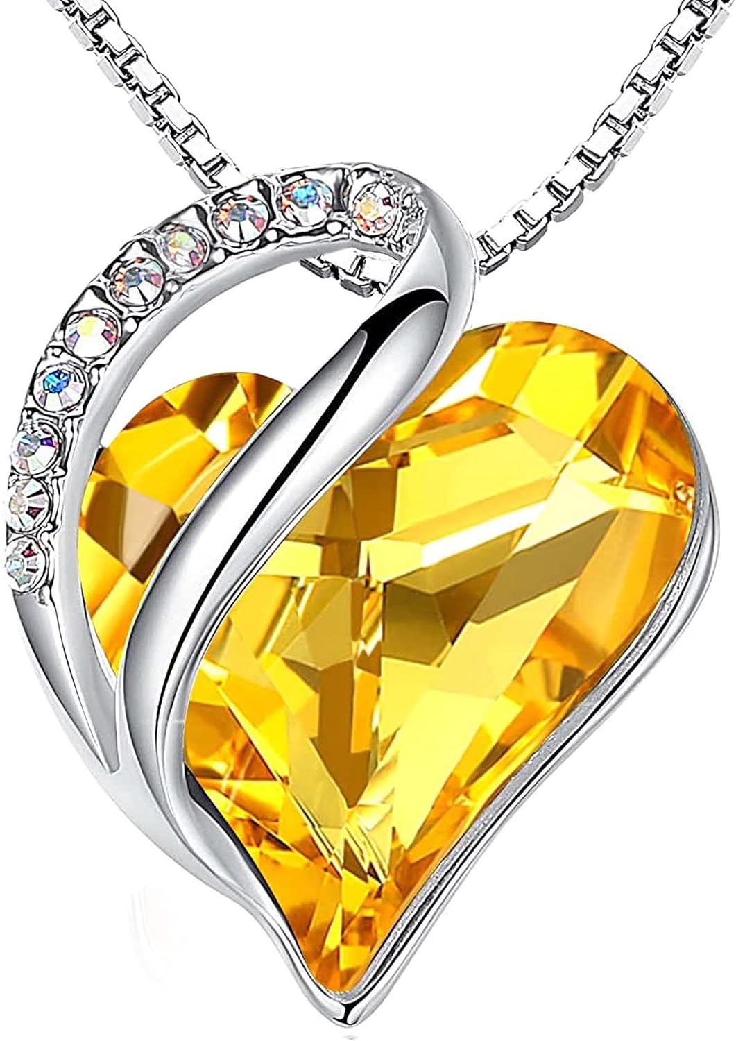Infinity Love Birthstone Heart Crystal Pendant Necklace Gift