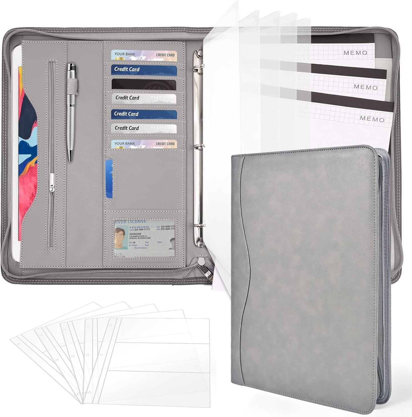 Zippered PU Leather Padfolio - Organize in Style!