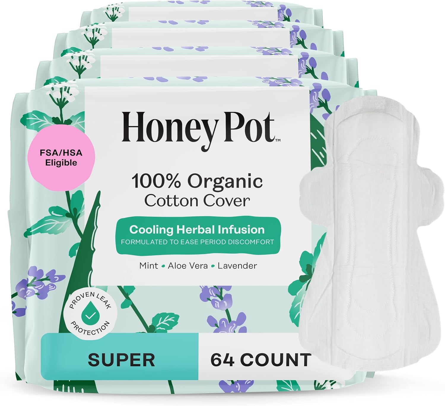 Herbal Pads for Women - Super w/Wings by The Honey Pot Company