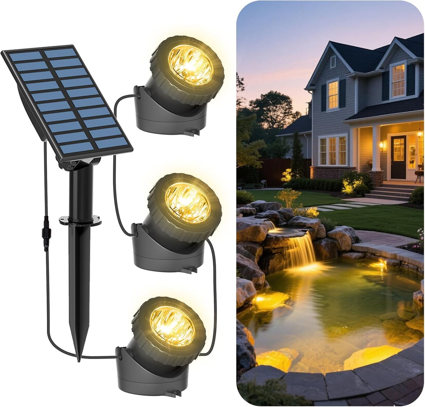 T-SUN Solar Pond Lights: 3-in-1 LED Submersible Light Solution