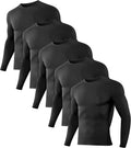 5 Pack Men's Compression Shirts Long Sleeve Athletic Workout Base
