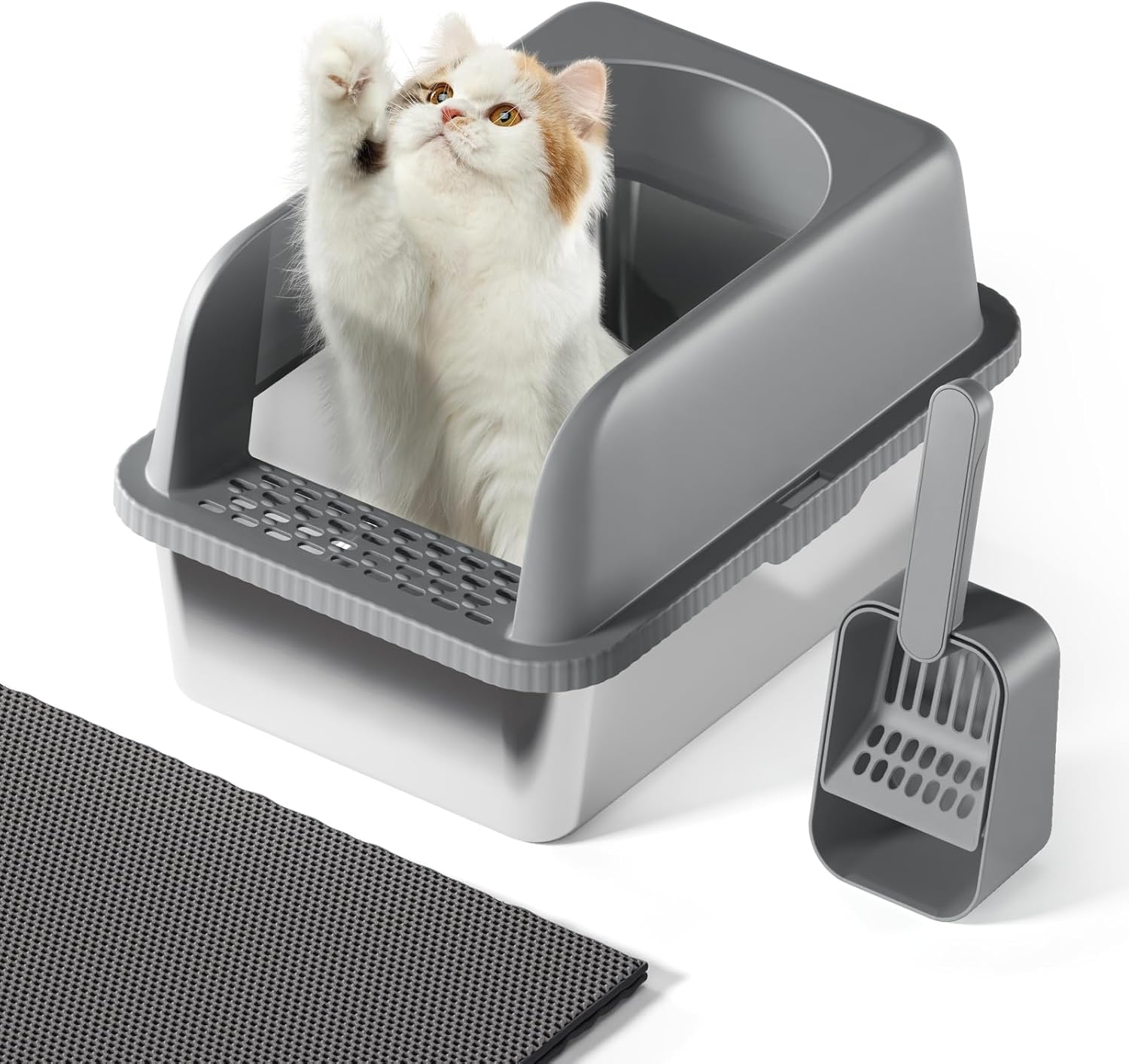 Stainless Steel Cat Litter Box with High Side for Easy Cleaning