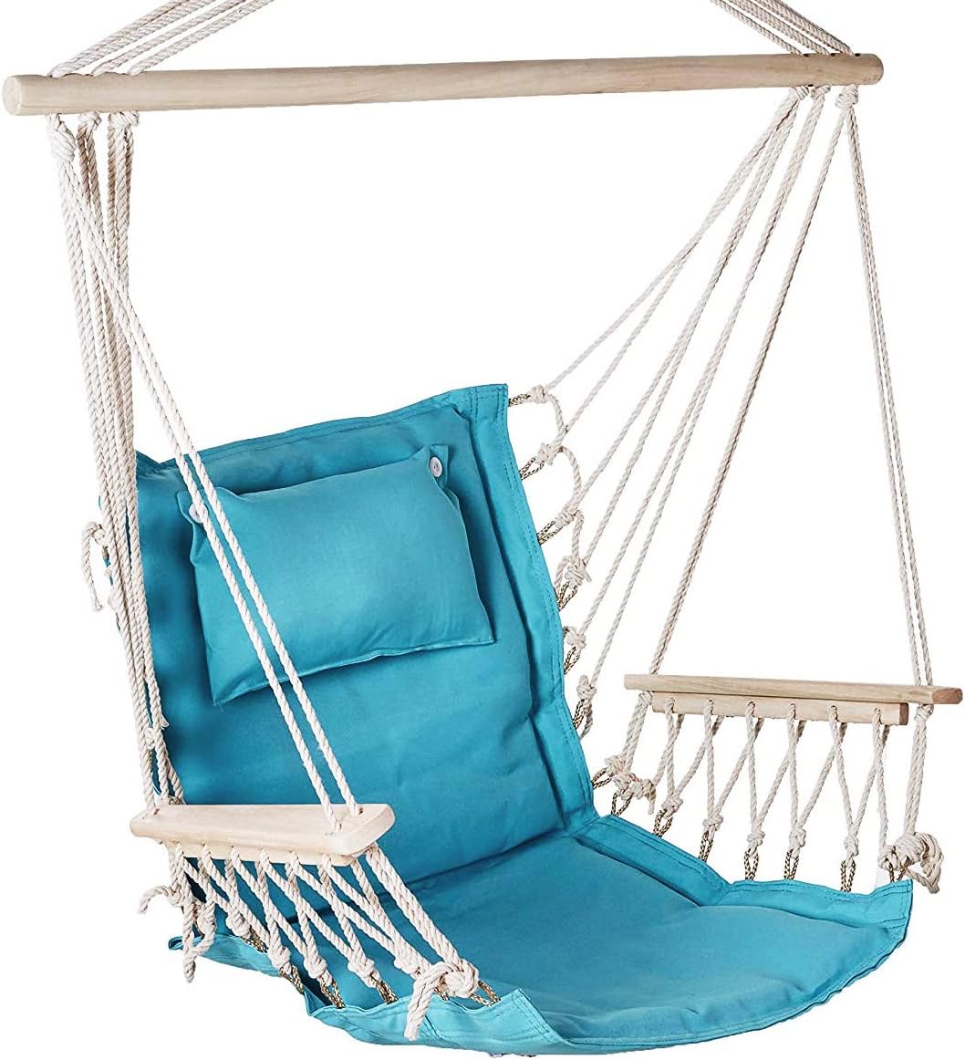 Cozy Aqua Blue Hammock Swing Chair - 12 Patterns, Ultimate Comfort!