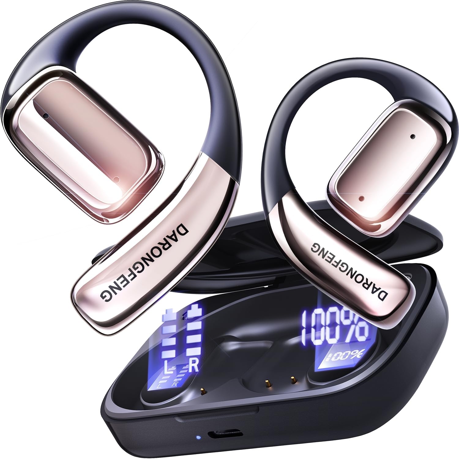 DARONGFENG Open Ear Bluetooth Headphones - Sweat Resistant for Active Lifestyle