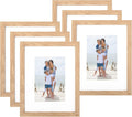 8x10 Picture Frame Set of 6 - Wood Grain Plexiglass Frames for Wall