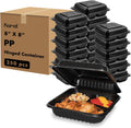 Karat Clamshell Take Out Food Containers 8in x 8in - 3-Compartment