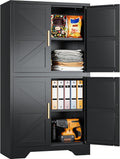 SISESOL Black 4-Tier Storage Cabinet with Doors - Large Capacity