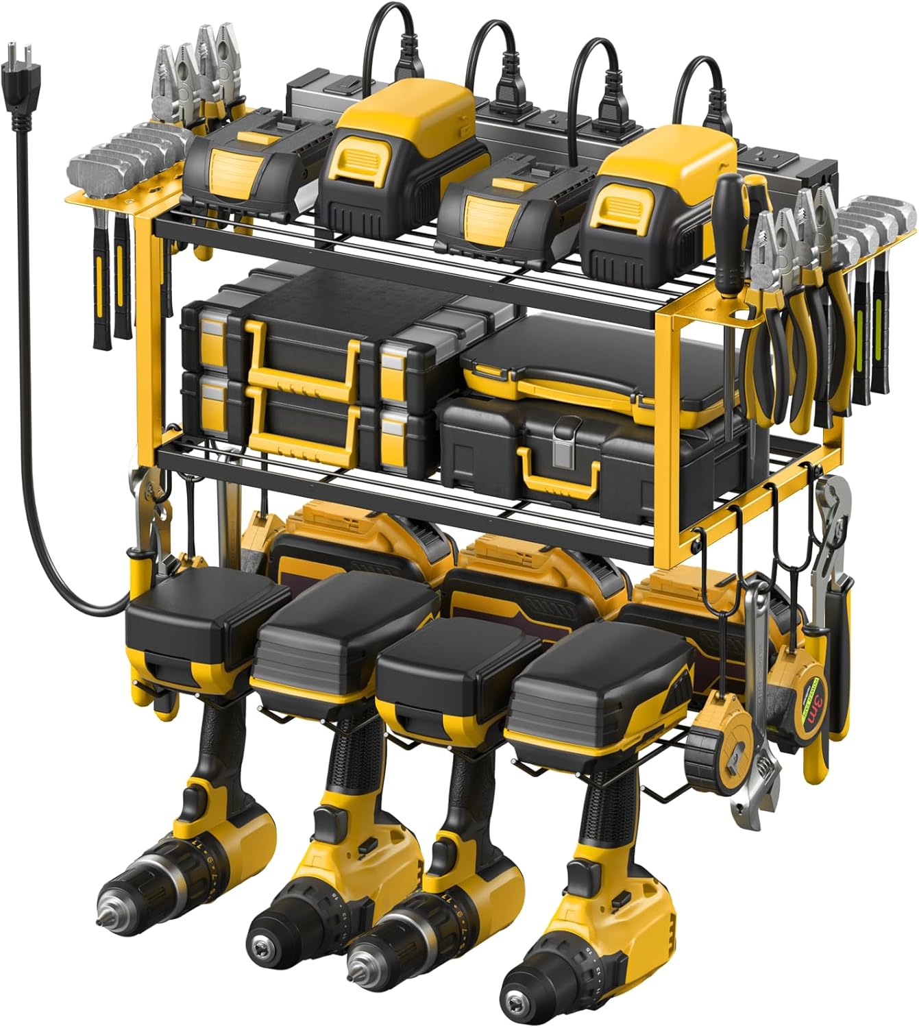JUNNUJ Tool Organizer with Charging Station for Garage Storage