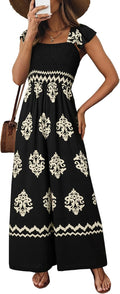 Womens Summer Jumpsuit with Square Neck and Wide Leg - Vacation Ready