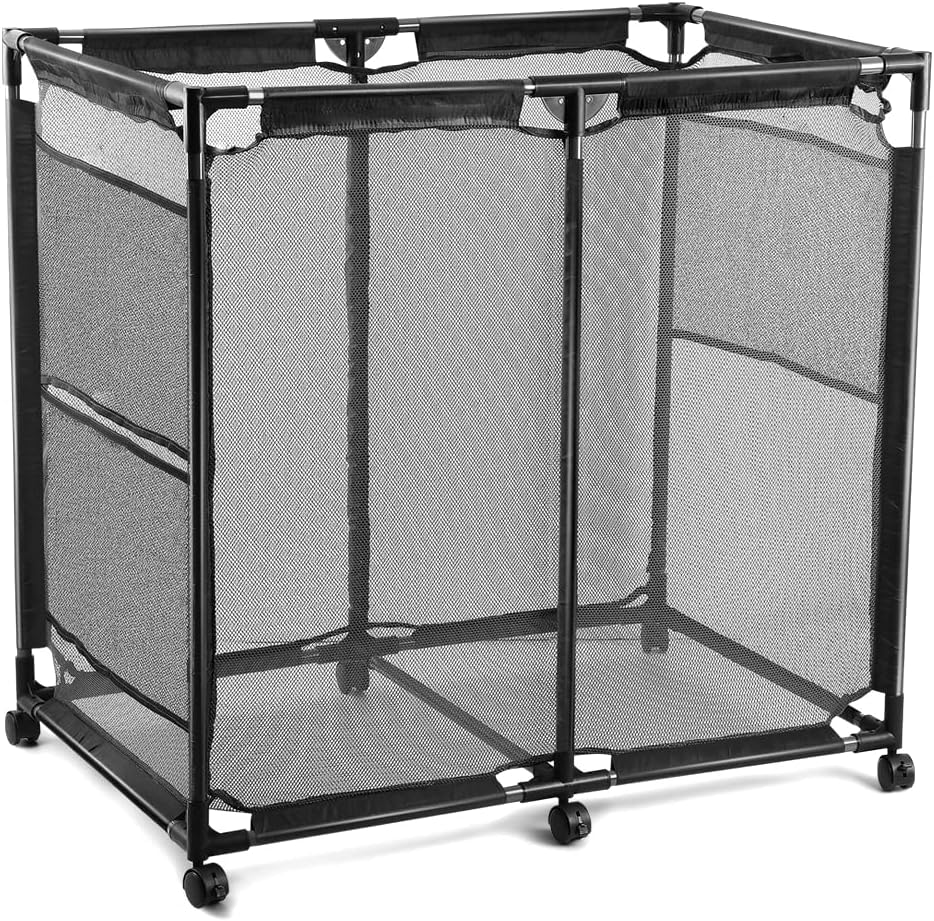 Rolling Pool Storage Cart with Large Capacity and Mesh Basket