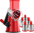 Rotary Cheese Grater with 5 Interchangeable Blades - Fast, Stable