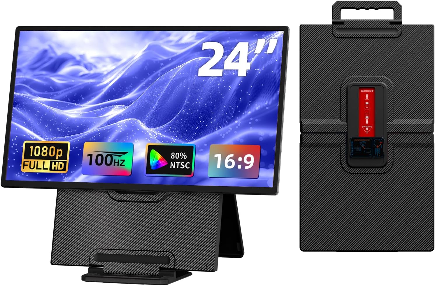 Large Portable Monitor 24 inch - 1080P FHD 100Hz Travel Monitor