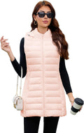 Long Puffer Vest for Women with Hood Lightweight Packable Vest Types