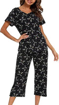 ENJOYNIGHT Women's Cute Sleepwear Tops with Capri Pants - Soft Cotton