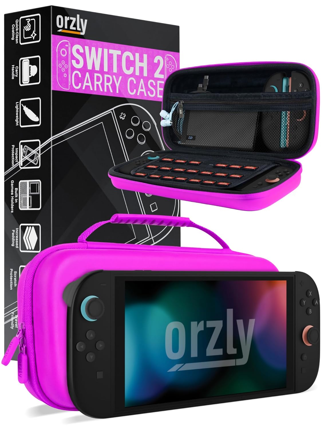 Orzly Pink Protective Carry Case for Nintendo Switch 2 Travel