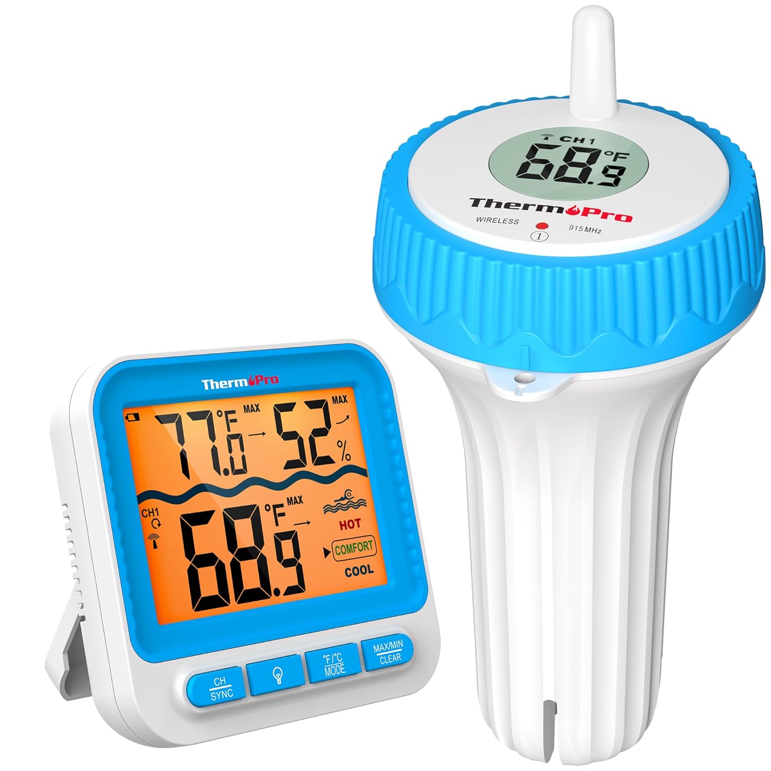 ThermoPro Waterproof Wireless Pool Thermometer for Easy Reading