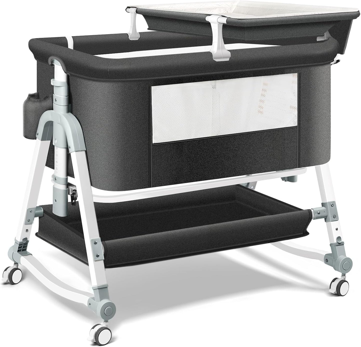 4 in 1 Bedside Bassinet for Baby with Changing Station and Wheels