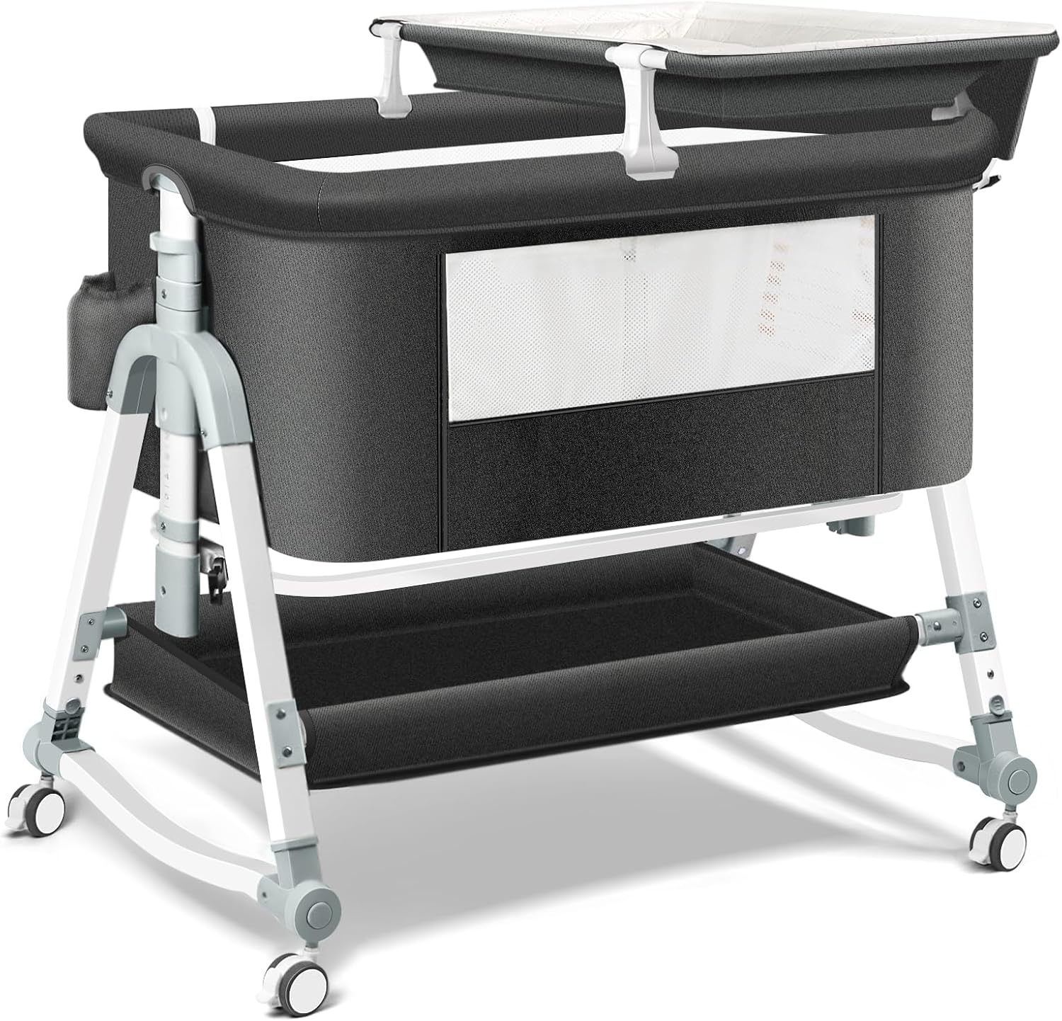 4 in 1 Bedside Bassinet for Baby with Changing Station and Wheels