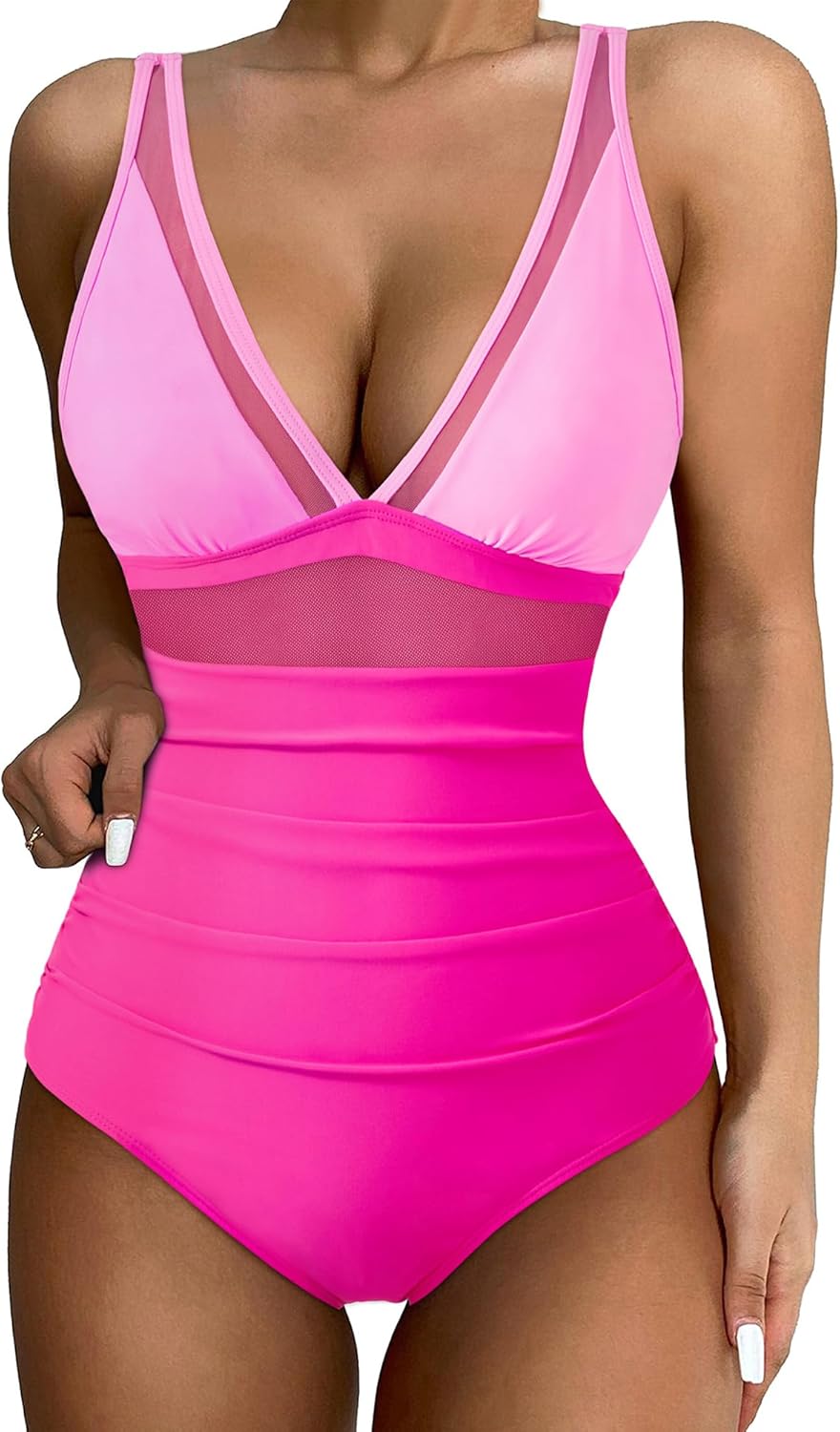 SUUKSESS Women Sexy Mesh Tummy Control Swimsuit for Summer Fun