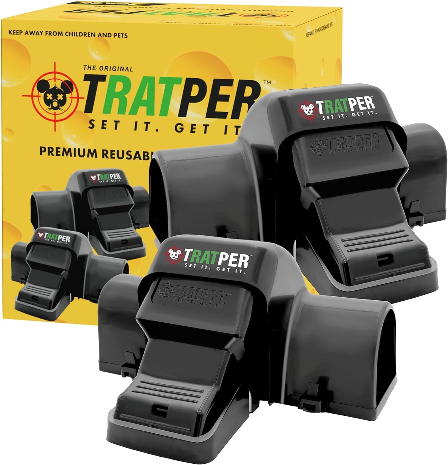 Dual Tunnel Rat Traps - Humane Kill, Reusable. 2 Pack