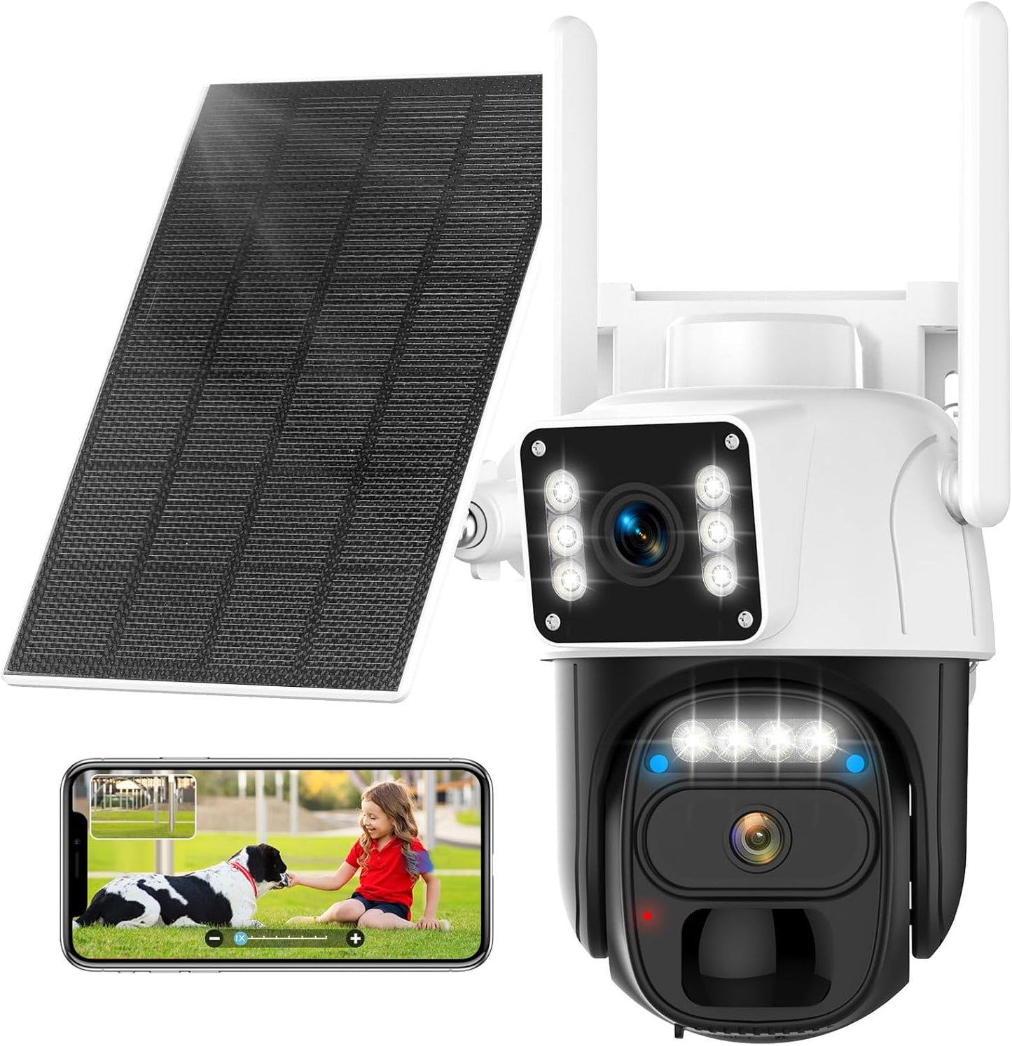 Hawkray Dual Lens Solar Security Camera with 2K Resolution
