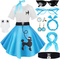 10Pcs Sock Hop Outfits Women 1950s Poodle Skirts Set - Full Retro
