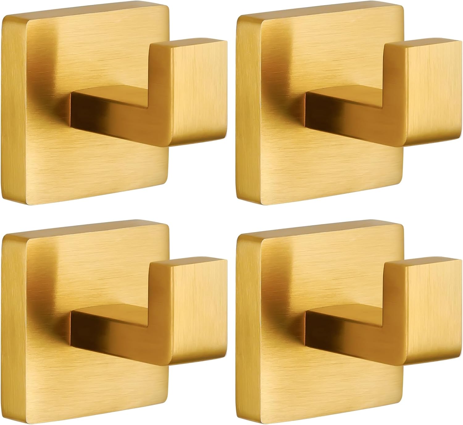 Brushed Gold Towel Hooks for Bathrooms - Heavy Duty 4 Pack