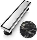 12 in Linear Shower Drain Rectangular Floor Drain - Reversible Tile
