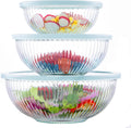 Glass Mixing Bowls with Lids Set (3.7QT, 2.1QT, 1.1QT) - Durable