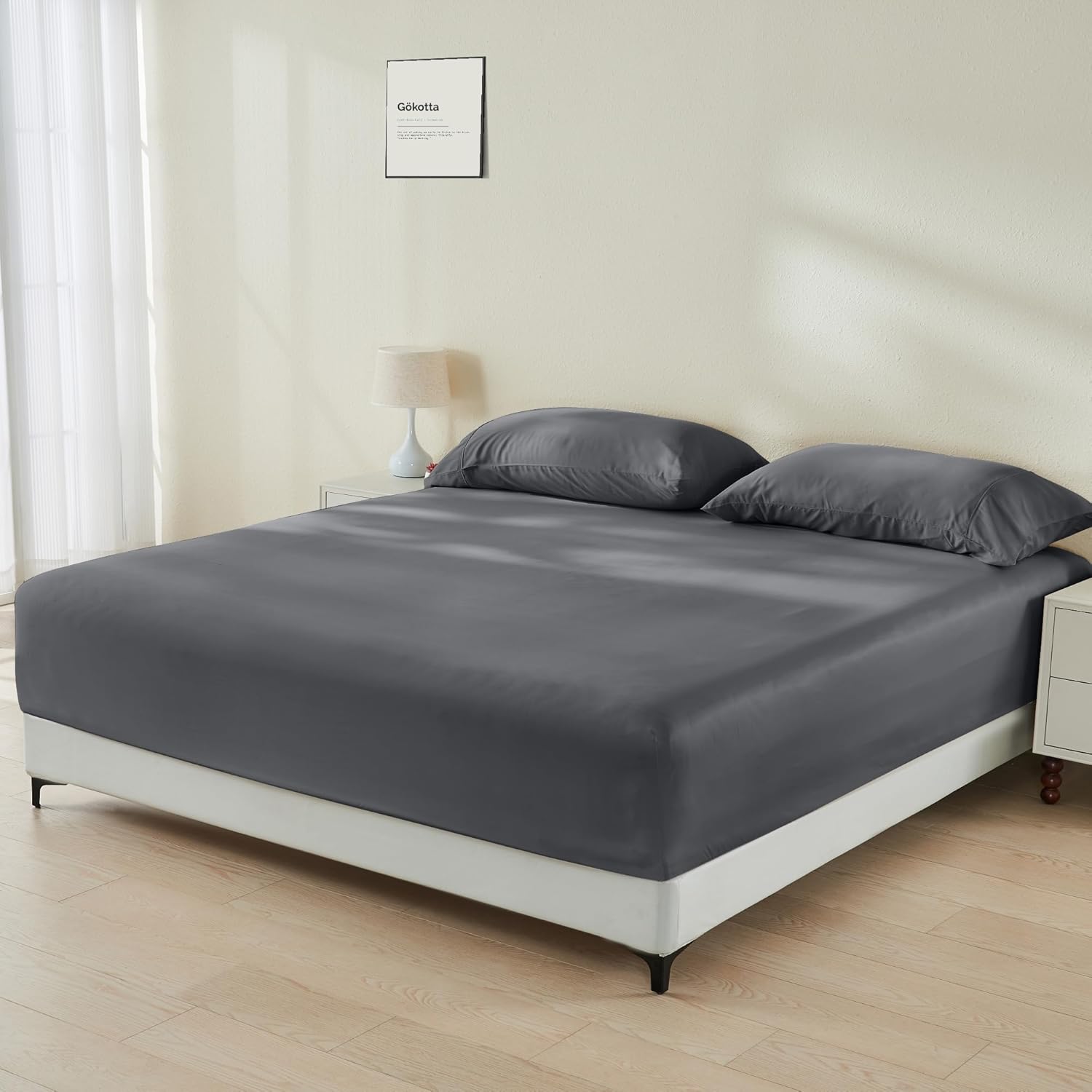 GOKOTTA Bamboo Rayon Cooling Sheet Set with Elastic Straps