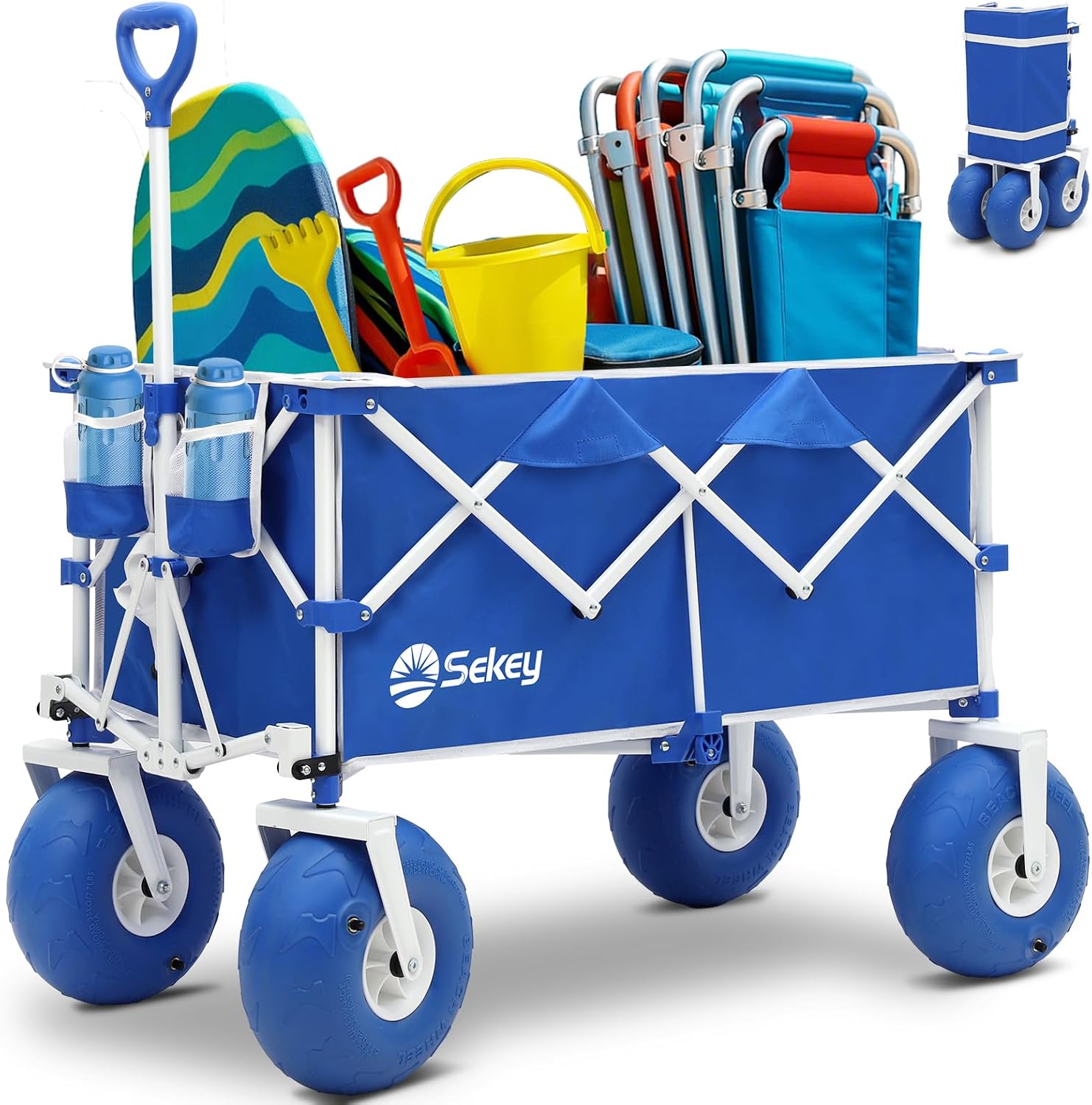 Heavy Duty Beach Wagon with 9in Sand-Proof Wheels for Fun
