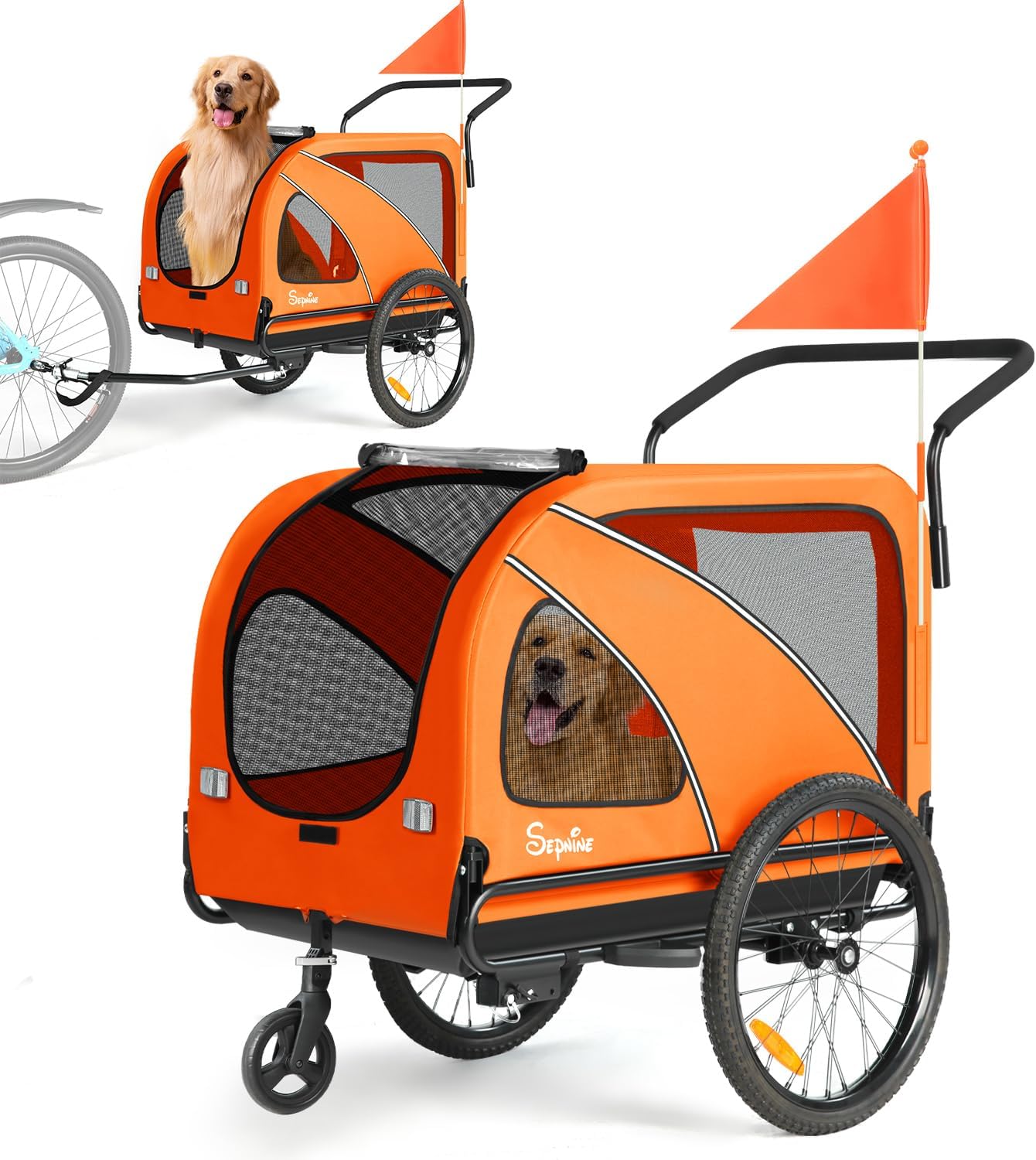 Sepnine Dog Bike Trailer: 2-in-1 Pet Stroller and Carrier