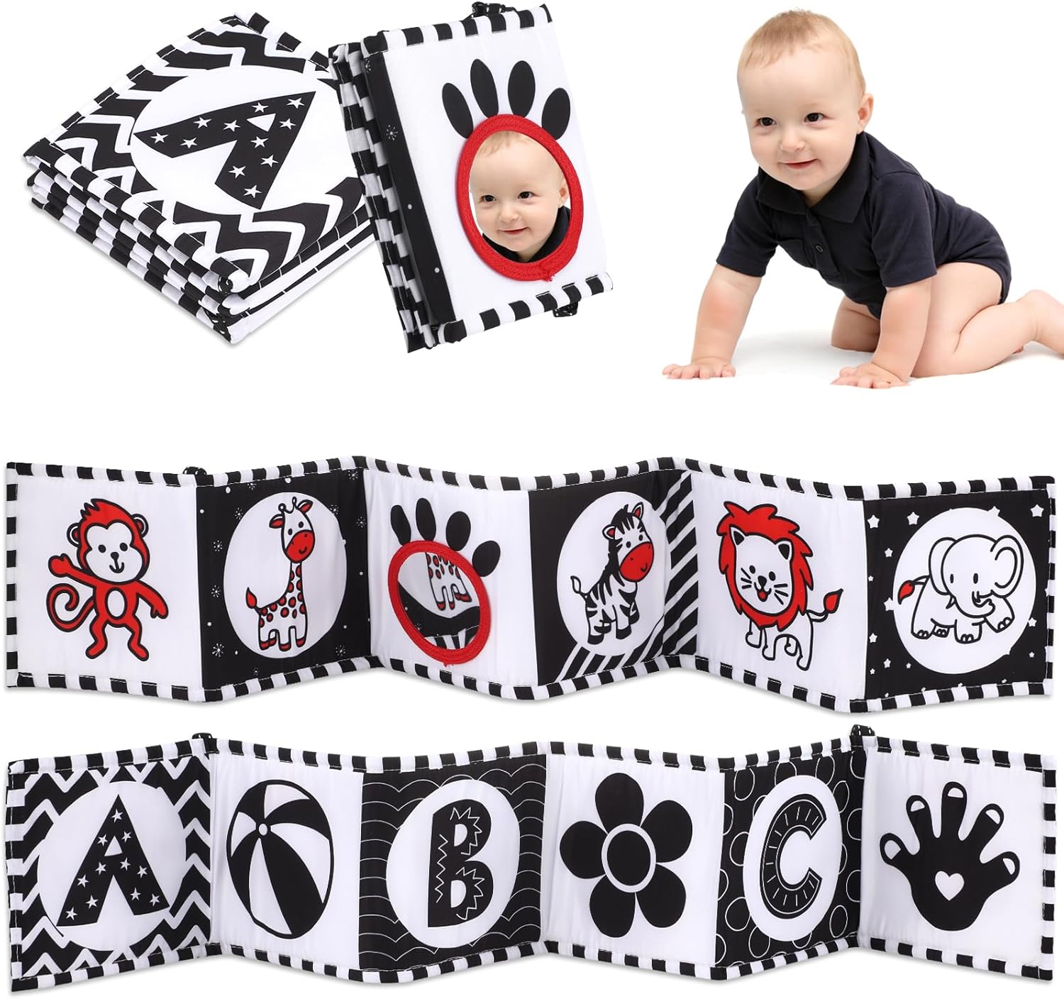 High Contrast Baby Toy with Tummy Mirror