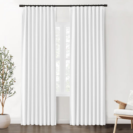 SHINELAND Pure White Blackout Curtains for Total Room Darkness
