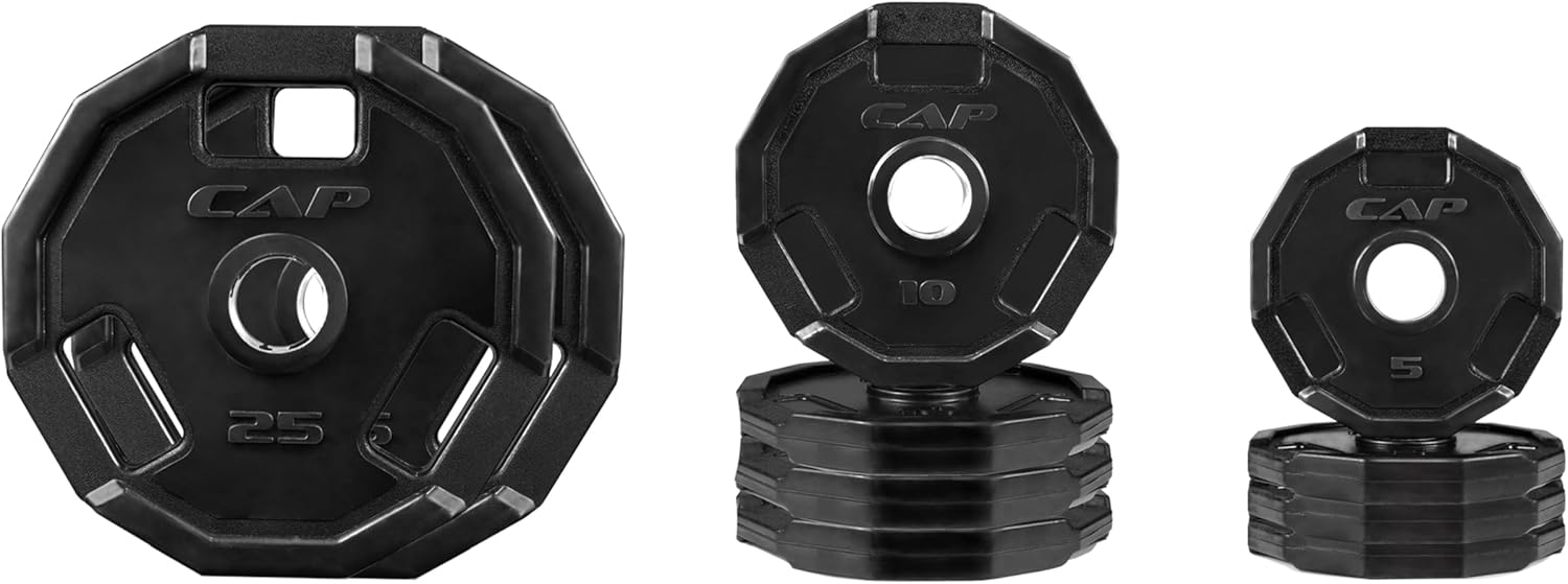 CAP Barbell Olympic Cast Iron Plate Weight Set for Strength Training
