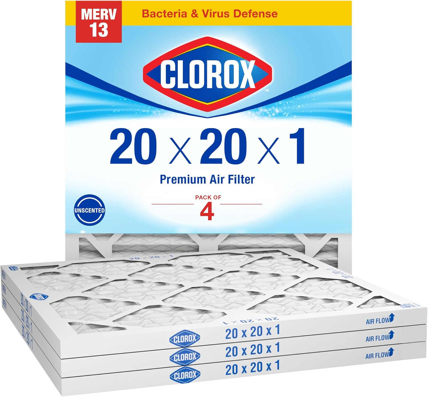Clorox 20x20x1 Air Filter MERV 13 for Cleaner Indoor Air