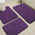 Memory Foam Purple Bathroom Rug Sets 3 Piece - Ultra Absorbent Bath