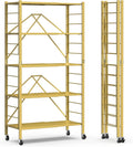 5 Tier Foldable Storage Shelves - Expandable Adjustable Rolling Rack