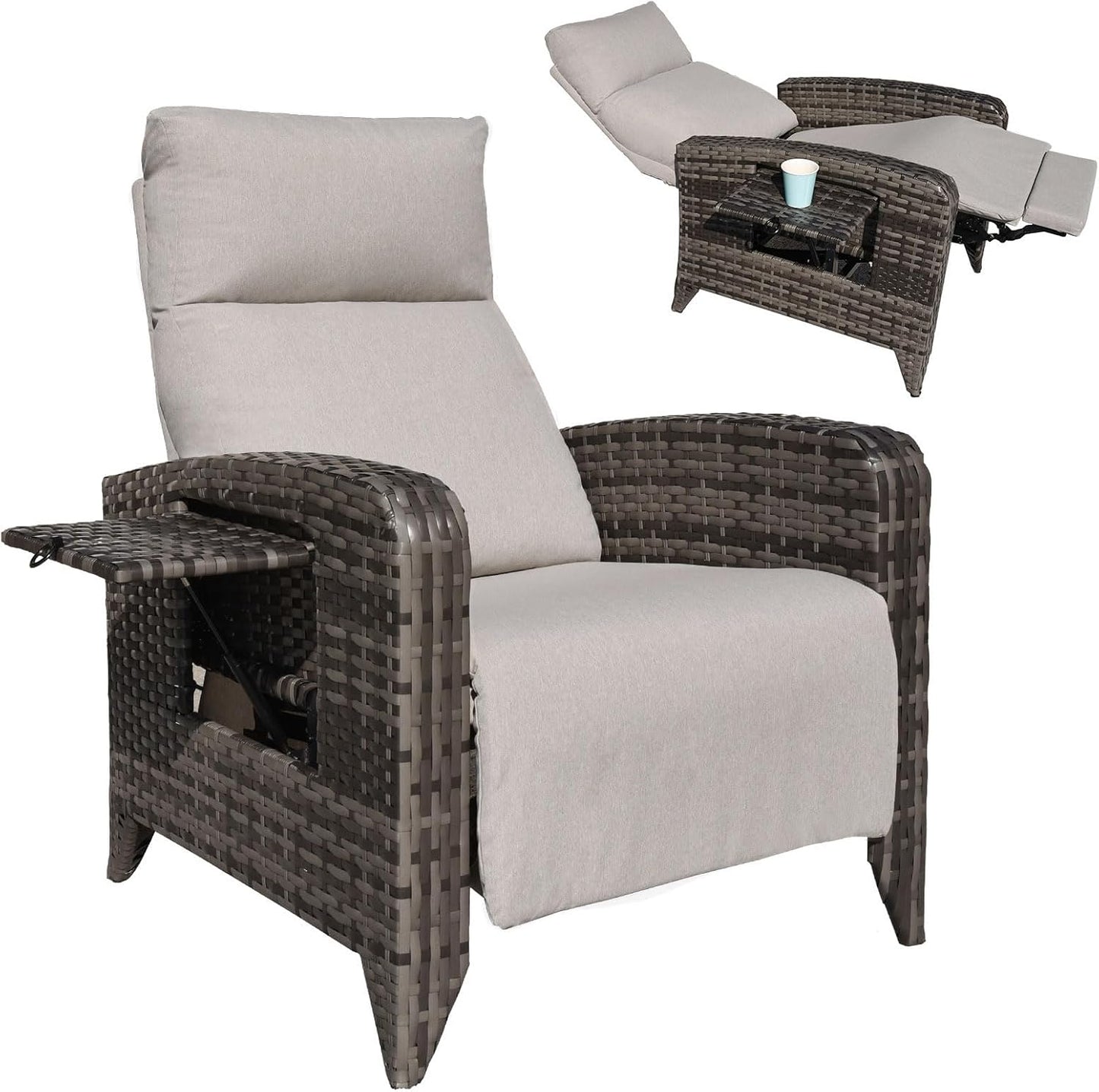 Upgraded Outdoor Recliner Chair with Adjustable Back and Footrest