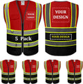 Custom Mesh Safety Vest 5 Pack Red Black 3XL - High Visibility