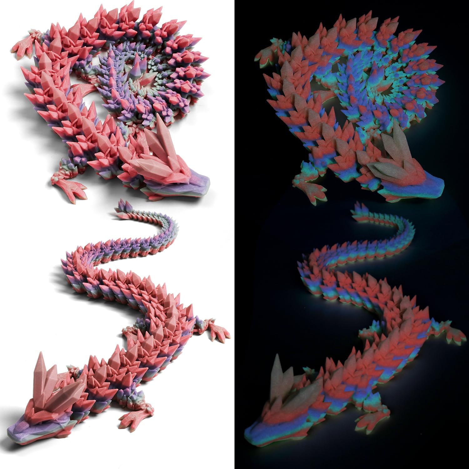 31.5 Inch Glow in The Dark 3D Printed Dragon for Home Decor