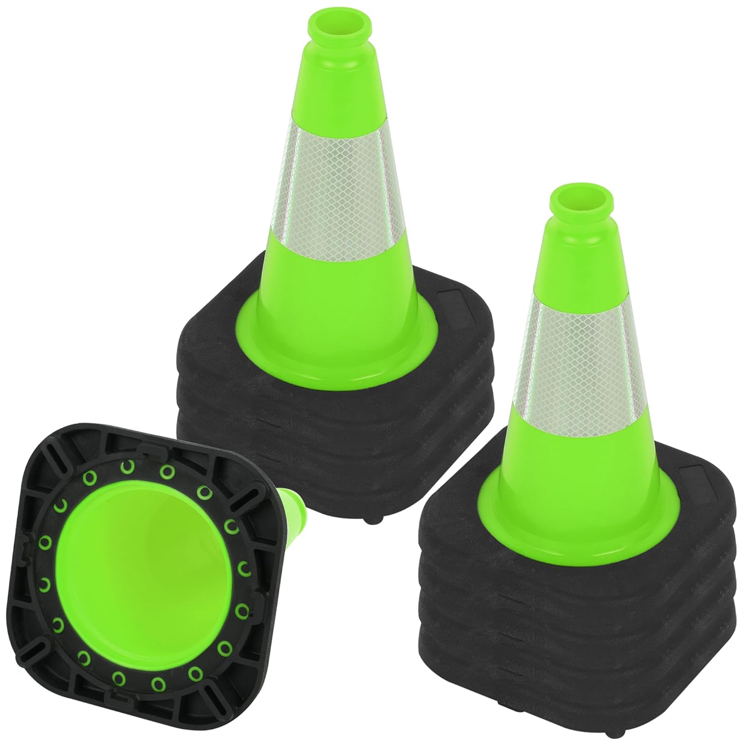 High-Visibility 12in Green Traffic Safety Cones for All Uses