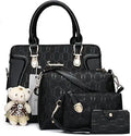 Women's 4pc Synthetic Leather Tote Bag Set - Versatile Everyday