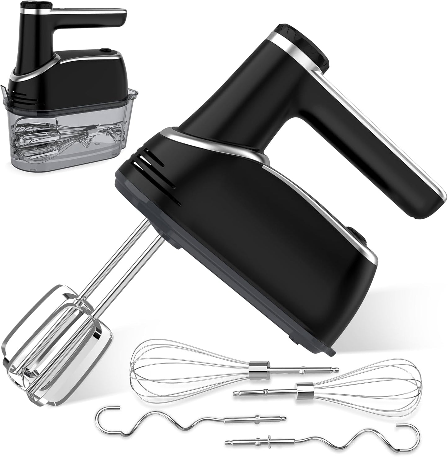 Cordless Electric Hand Mixer with 12 Speeds and Attachments