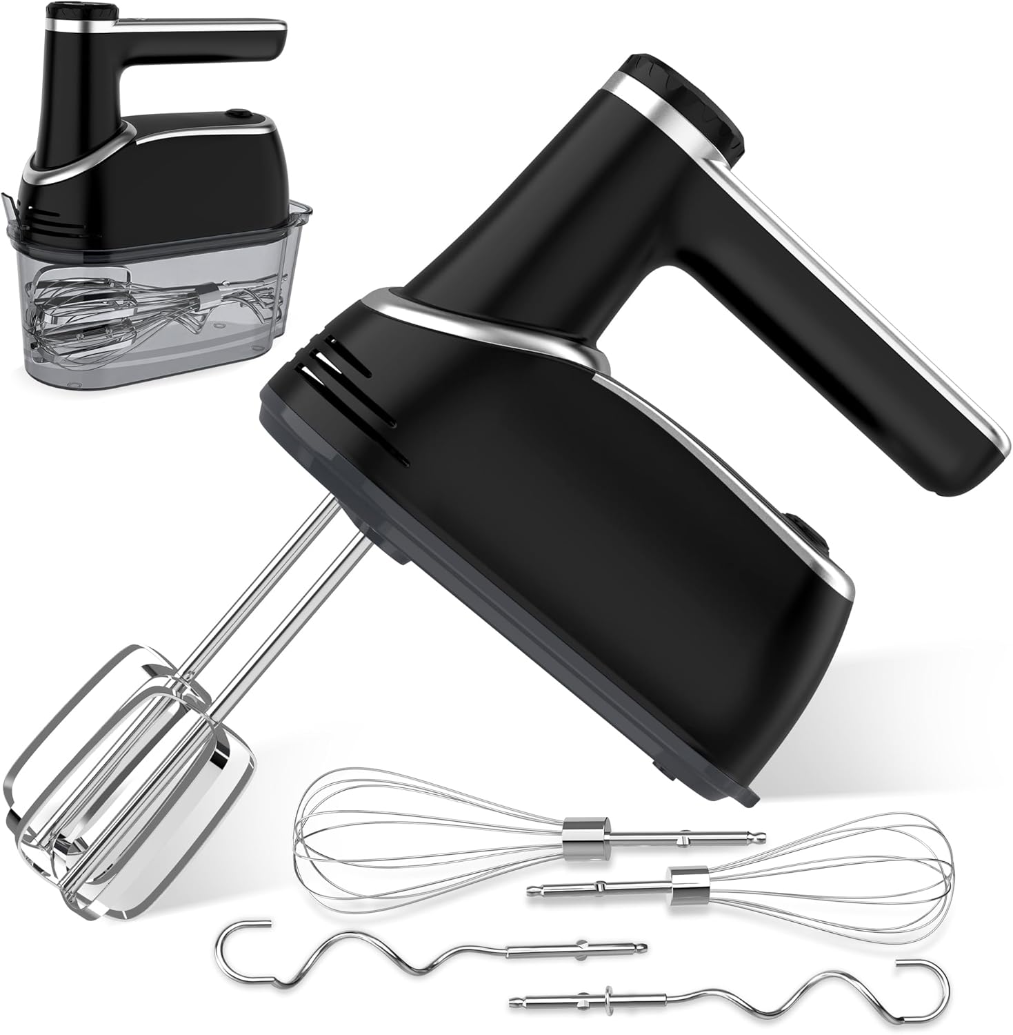 Cordless Electric Hand Mixer with 12 Speeds and Attachments