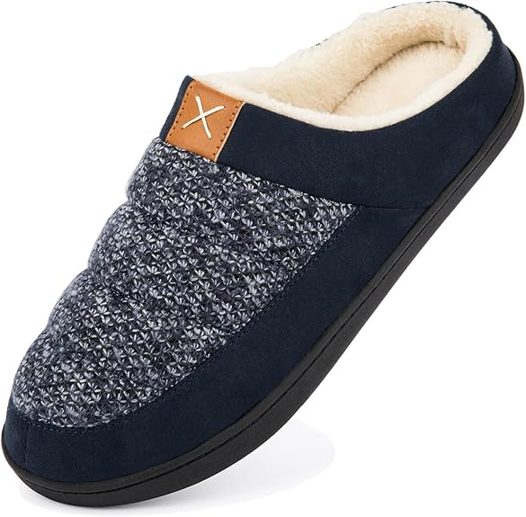 NewDenBer Men's Cozy Memory Foam Slippers for Indoor Outdoor Use