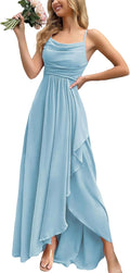 Women's Spaghetti Strap V Neck Maxi Dress - Elegant Formal Gown