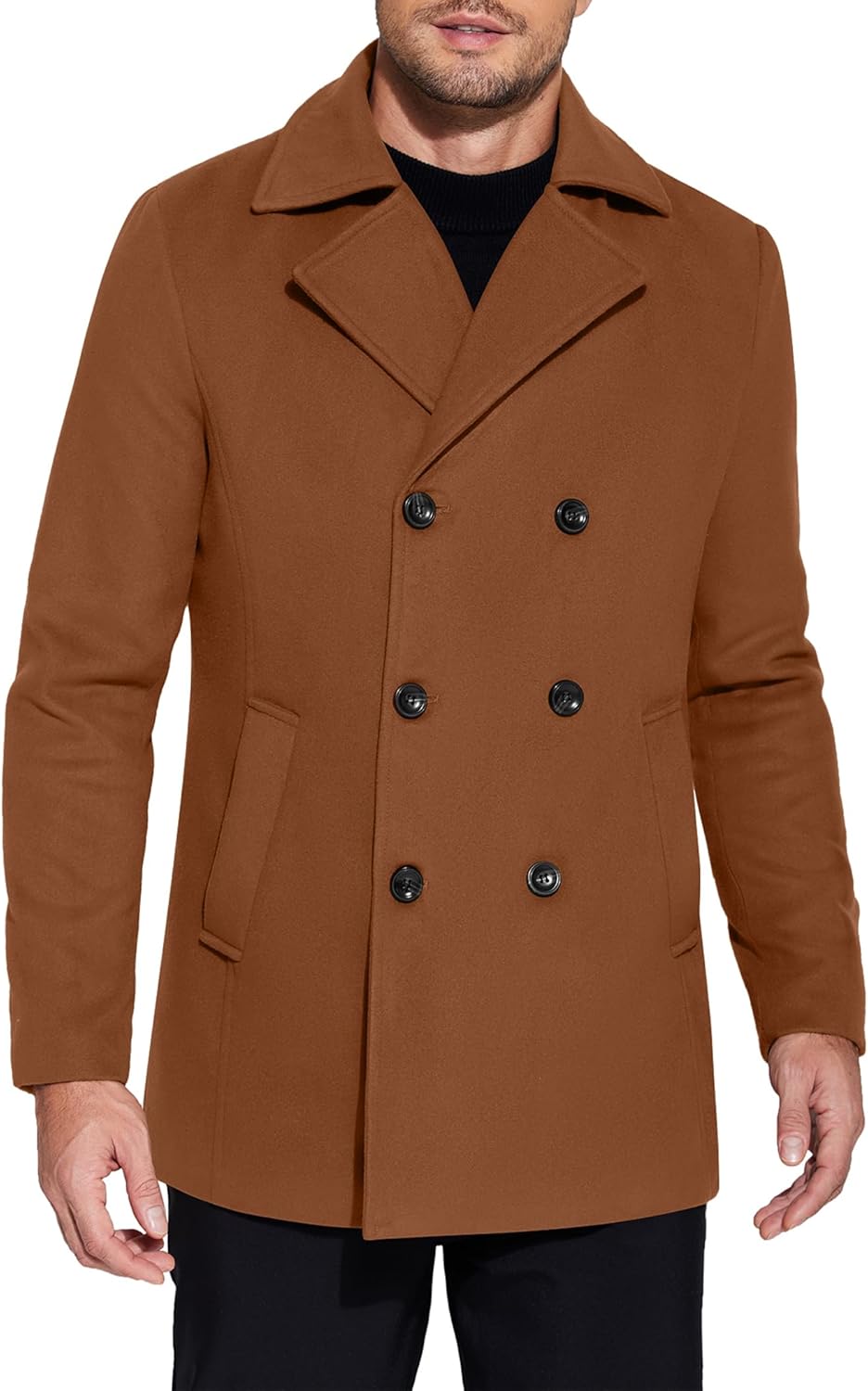 Men's Double Breasted Pea Coat for Winter Style and Comfort