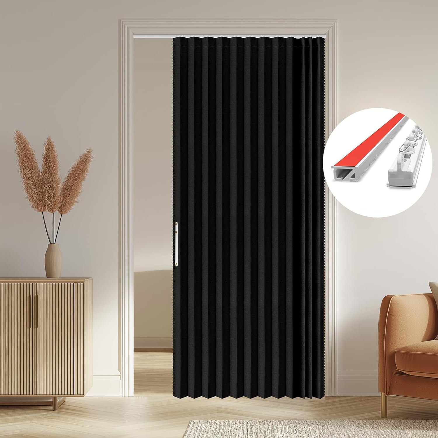 AJAZZ Blackout Accordion Door Curtain for Bedroom and Living Room